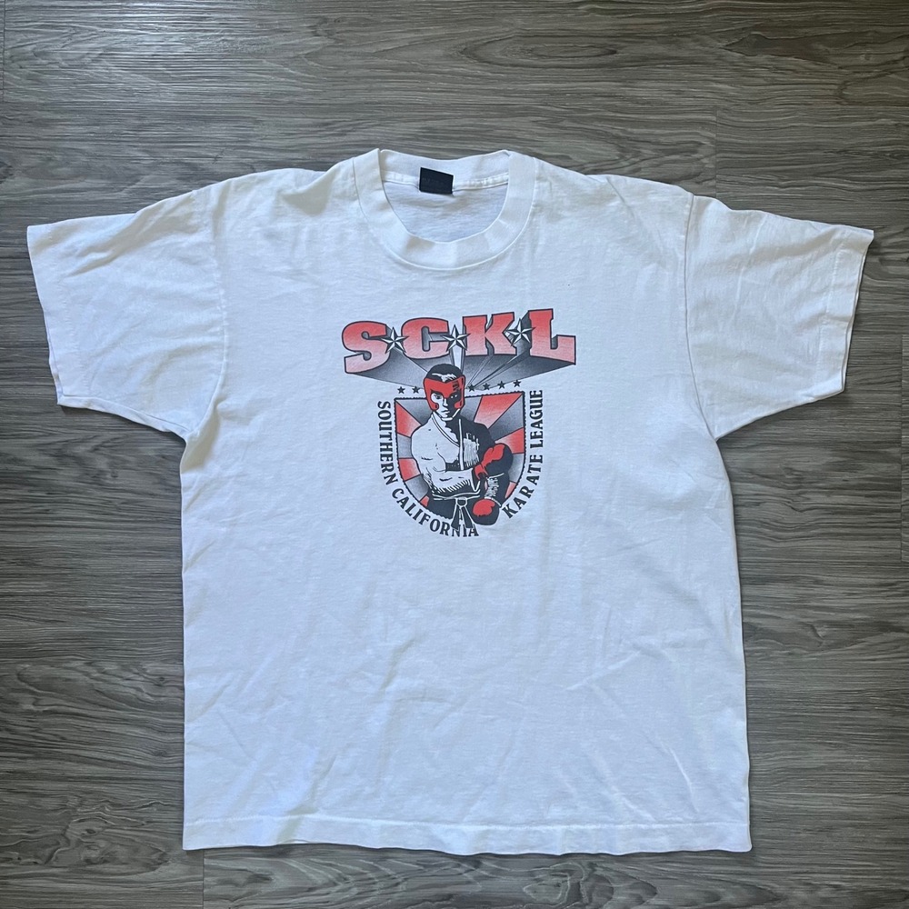 Vintage SCKL Southern California Karate League Student Creed T-Shirt White XL